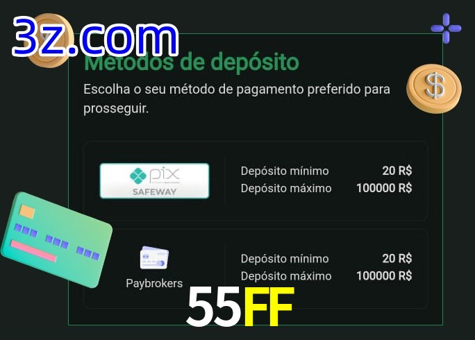 O cassino 55FF oferece uma grande variedade de métodos de pagamento